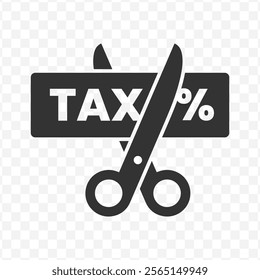 Vector illustration of tax deduction icon in dark color and transparent background(PNG).
