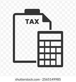 Vector illustration of tax documents icon in dark color and transparent background(PNG).