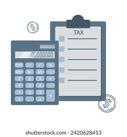 Vektorgrafik des Steuerformulars und Taschenrechners.
