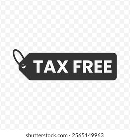 Vector illustration of TAX Free icon in dark color and transparent background(PNG).