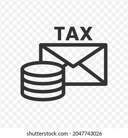 Vector illustration of tax message icon in dark color and transparent background(png).