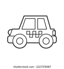 Vector Illustration of an taxi car. Icon style with black outline. Logo design. Coloring book for children
