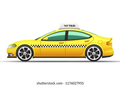 Vector illustration of taxi car, isolated on a white background.