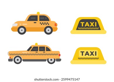 Vector illustration of Taxi Car with Roof Sign for Urban Transportation Concept	