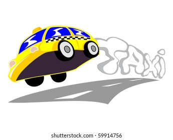 vector illustration of taxi going with high speed