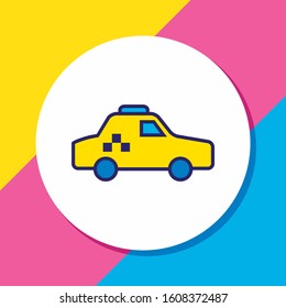 Vector illustration of taxi icon colored line. Beautiful hotel element also can be used as cab icon element.