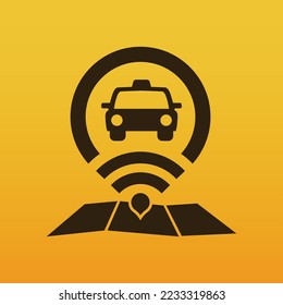 vector illustration of Taxi stop icon, taxi location sign.