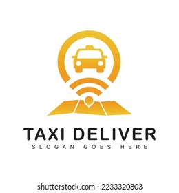 ilustración vectorial del icono de parada de taxi, logotipo del signo de ubicación de taxi.