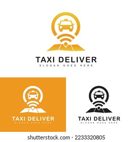 vector illustration of taxi stop icon, taxi location sign logo.