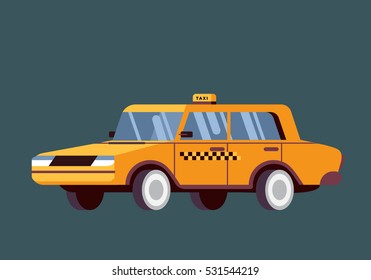 Vector illustration taxi yellow car. Commercial transport contemporary modern yellow taxi cab.