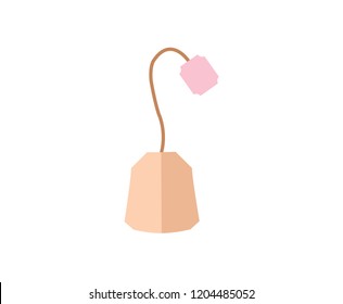 Vector illustration of a tea bag, cute flat style.