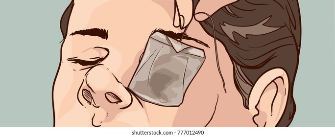 Vector Illustration Of A Tea Bag Eye Therapy