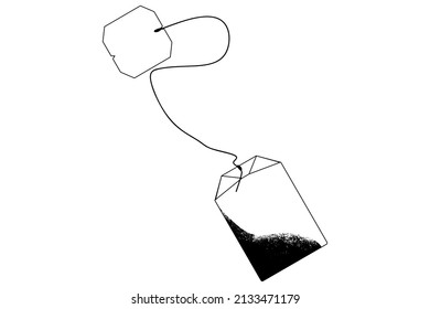 Vector illustration of a tea bag with a label. Simple monochrome template.