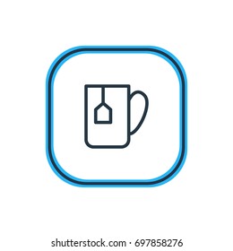 Vector Illustration Of Tea Bag Outline. Beautiful Drink Element Also Can Be Used As Mug Element.