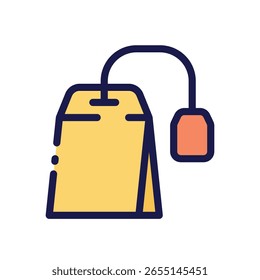 Ilustração vetorial de um saco de chá com etiqueta e corda, isolada