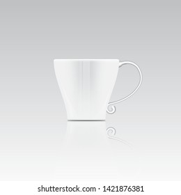 Vector illustration of tea and coffee cups With a shadow on the floor - vector