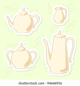 Vector illustration of tea and coffee set.