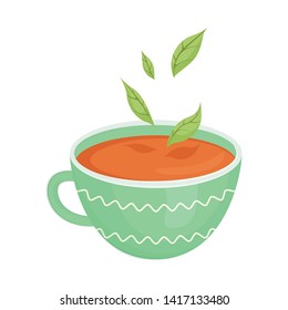 Vector illustration of tea and cup icon. Set of tea and mint vector icon for stock.