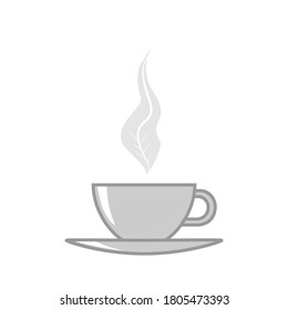 Vector illustration of tea cup icon with saucer isolated on white background. Eps 10.