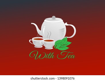 Vector illustration of tea kettle and cup