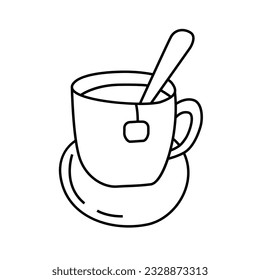Vector illustration of tea mug in doodle style. Isolated on white background