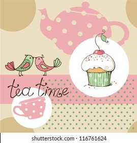 vector illustration of tea party set