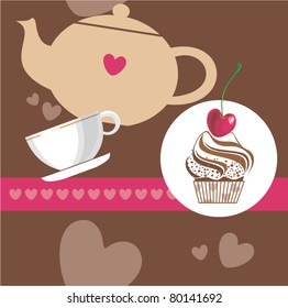 Vector illustration of tea party set.