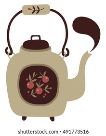 vector illustration of tea pot, coffee pot or a kettle with steam.
ideal for cafe menu.