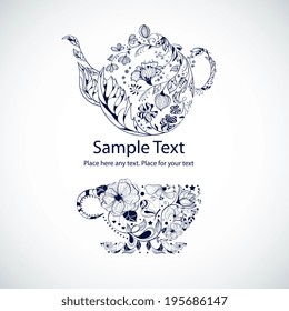 Vector illustration with tea pot and cup