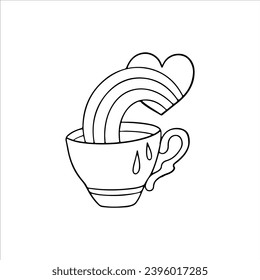 vector illustration of tea with rainbow