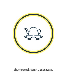 Vector illustration of tea set icon line. Beautiful entertainment element also can be used as porcelain icon element.