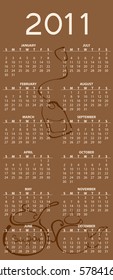 Vector Illustration of tea style design Calendar for 2011