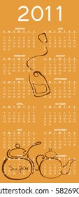 Vector Illustration of tea style design Calendar for 2011