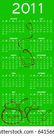 Vector Illustration of tea style design Calendar for 2011