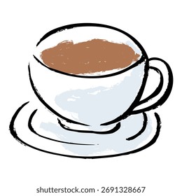 Una Ilustración vectorial de té en una taza de té con una pincelada.