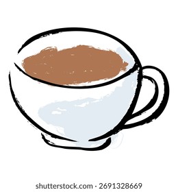 Una Ilustración vectorial de té en una taza de té con una pincelada.