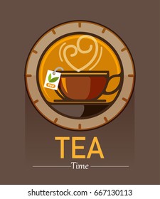 Vector illustration, tea time symbol