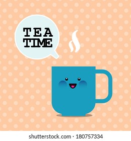 Vector illustration of Tea Times./ Smiley cup 