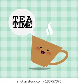 Vector illustration of Tea Times./ Smiley cup 