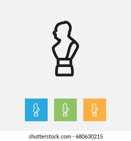 Vector Illustration Of Teach Symbol On Statue Outline. Premium Quality Isolated Bust Element In Trendy Flat Style.