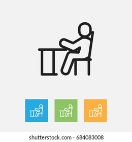 Vector Illustration Of Teach Symbol On Children Outline. Premium Quality Isolated Student  Element In Trendy Flat Style.