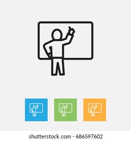 Vector Illustration Of Teach Symbol On Lecture Outline. Premium Quality Isolated Lesson  Element In Trendy Flat Style.
