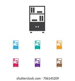 Vector Illustration Of Teach Symbol On Bookshelf Icon. Premium Quality Isolated Bookcase Element In Trendy Flat Style.