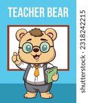 Vector Illustration, Teacher Bear, Animal Clipart