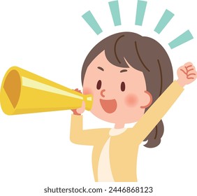 Vector illustration of a teacher cheering with a megaphone.