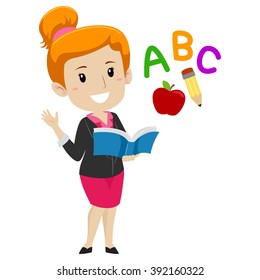 Vector Illustration of a Teacher holding Book 