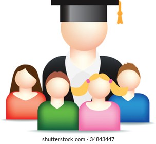 ilustração vetorial de um professor e alunos