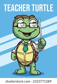 Vector Illustration, Teacher Turtle, Animal Clipart