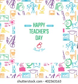 Vector Illustration of Teachers Day Holidays for Design, Website, Background, Banner. Greeting card for School Element icon Template. Subject icons