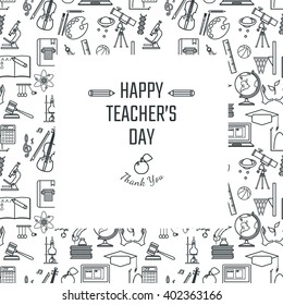 Vector Illustration of Teachers Day Holidays for Design, Website, Background, Banner. Greeting card for School Element icon Template. Subject icons